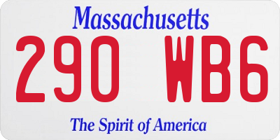 MA license plate 290WB6