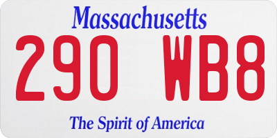 MA license plate 290WB8