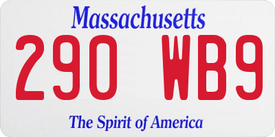 MA license plate 290WB9