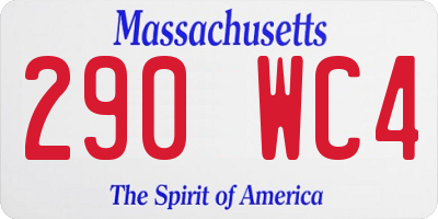 MA license plate 290WC4