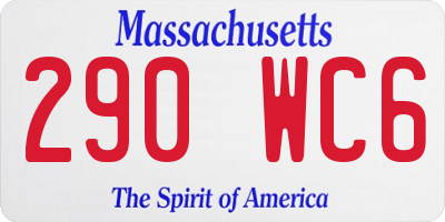 MA license plate 290WC6