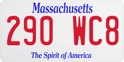 MA license plate 290WC8