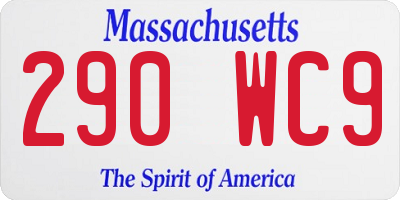 MA license plate 290WC9