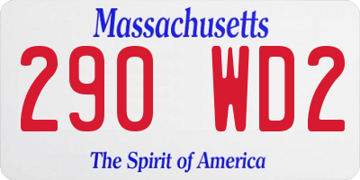 MA license plate 290WD2