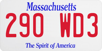 MA license plate 290WD3