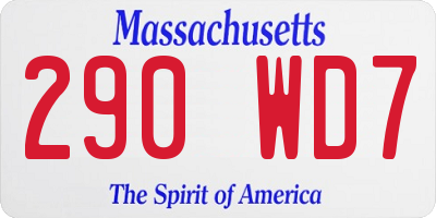 MA license plate 290WD7