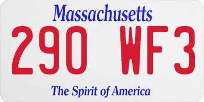 MA license plate 290WF3
