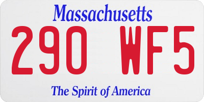 MA license plate 290WF5