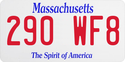MA license plate 290WF8