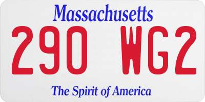 MA license plate 290WG2