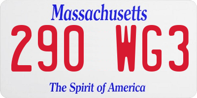MA license plate 290WG3