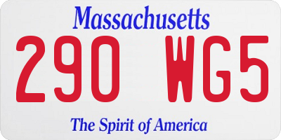 MA license plate 290WG5
