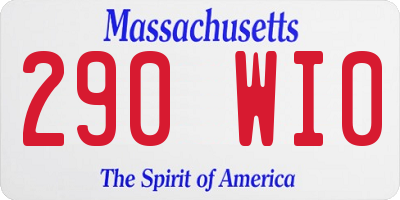 MA license plate 290WI0