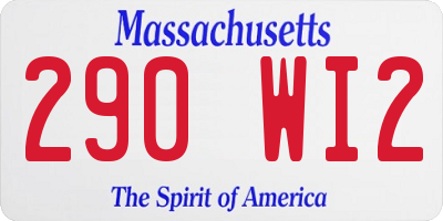 MA license plate 290WI2