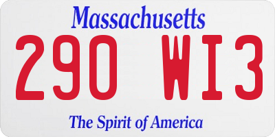 MA license plate 290WI3