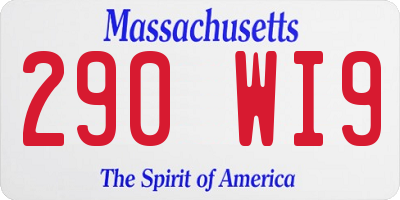 MA license plate 290WI9