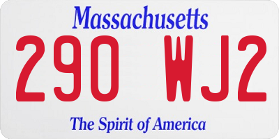 MA license plate 290WJ2