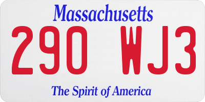 MA license plate 290WJ3
