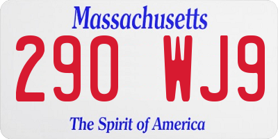 MA license plate 290WJ9