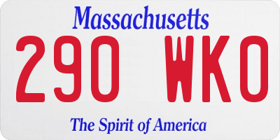 MA license plate 290WK0