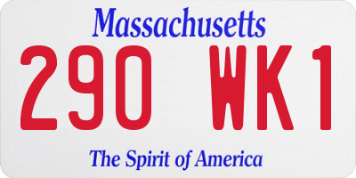 MA license plate 290WK1
