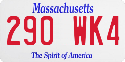 MA license plate 290WK4