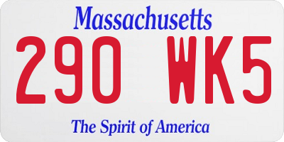 MA license plate 290WK5