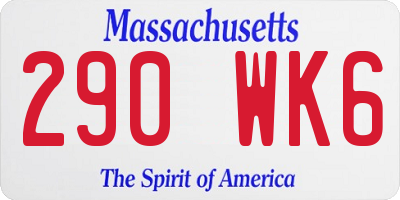 MA license plate 290WK6
