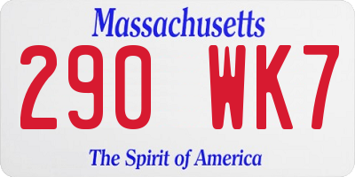 MA license plate 290WK7