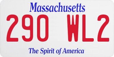 MA license plate 290WL2