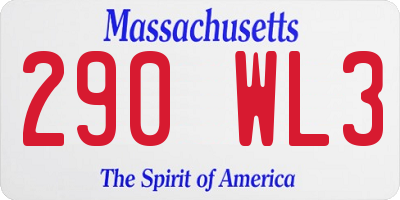 MA license plate 290WL3