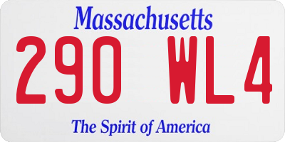 MA license plate 290WL4