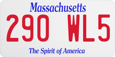 MA license plate 290WL5