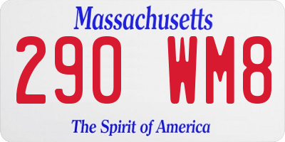 MA license plate 290WM8