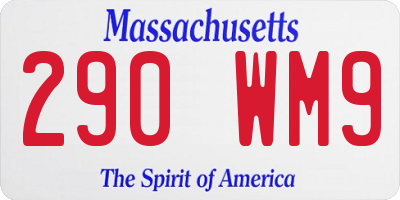MA license plate 290WM9