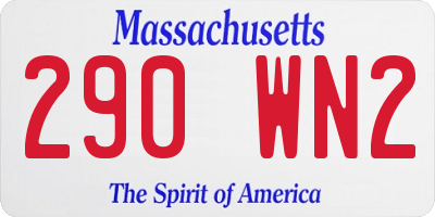 MA license plate 290WN2