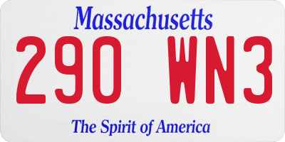 MA license plate 290WN3
