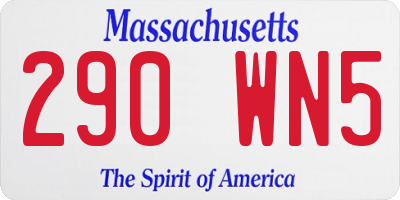 MA license plate 290WN5