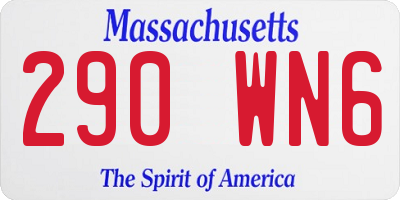 MA license plate 290WN6