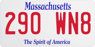 MA license plate 290WN8