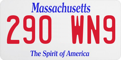 MA license plate 290WN9