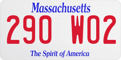 MA license plate 290WO2