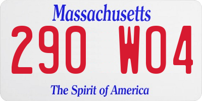 MA license plate 290WO4