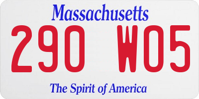 MA license plate 290WO5