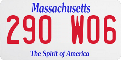 MA license plate 290WO6
