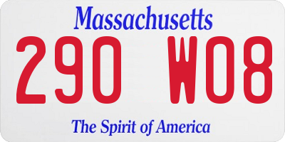 MA license plate 290WO8