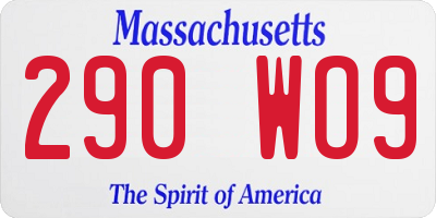 MA license plate 290WO9