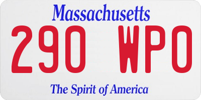 MA license plate 290WP0