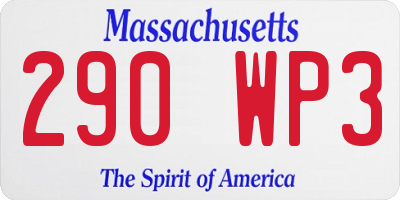 MA license plate 290WP3