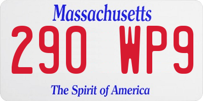 MA license plate 290WP9